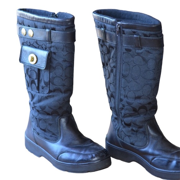 Coach Shoes - Coach Kayla Black Boot Women’s Size 8.5 Signature Print